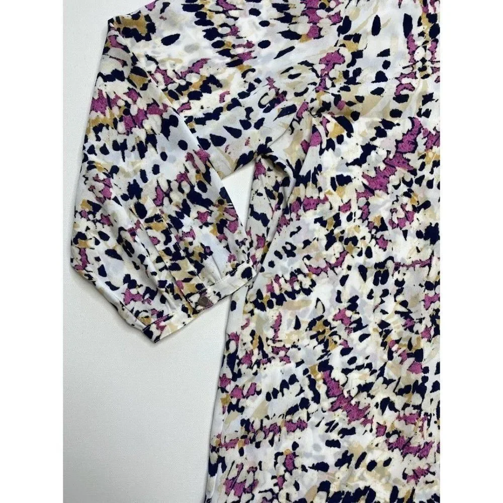 JM Collection Blouse Top Large Women's Artistic Print‎ Pleated-Back NEW - Picture 8 of 9